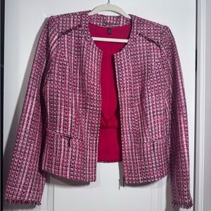 White House Black Market red and white Tweed Blazer
